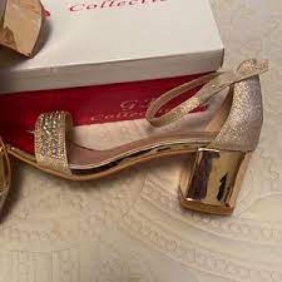 Sub Trading Glitter Satin 2” Heels in Champagne sz 7 - Picture 6 of 6